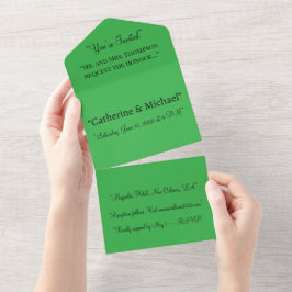 Invitación de boda todo en uno verde – Audaz