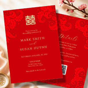 Invitación de boda tradicional china en inglés