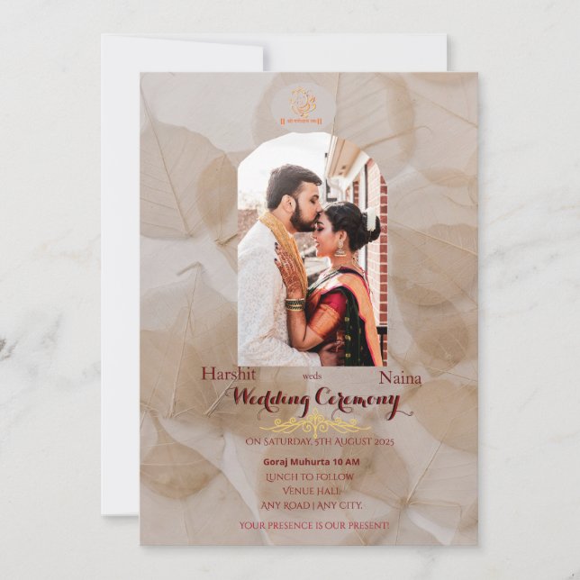invitación de boda tradicional india (Anverso)