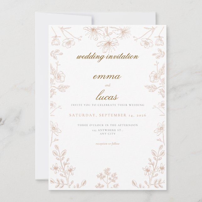 Invitación de boda tradicional noruega Rosemaling (Anverso)