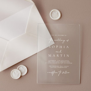 Invitación de boda transparente de acrílico modern