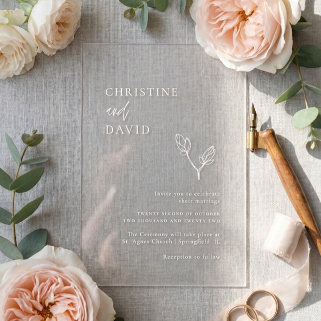 Invitación de boda transparente minimalista boho (Subido por el creador)