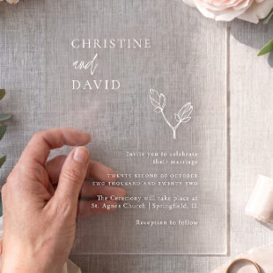 Invitación de boda transparente minimalista boho