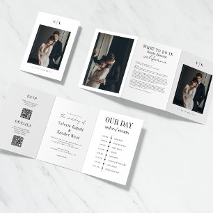 Invitación de Boda Tri-Fold con Foto Detallada y E