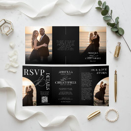Invitación de Boda Tri-Fold con Foto Elegante