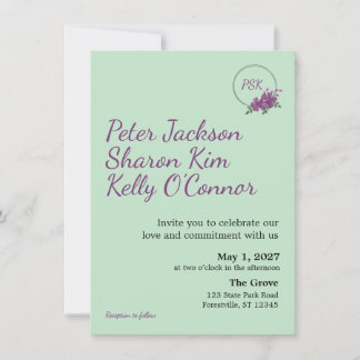 Invitación de boda tríada de corona floral