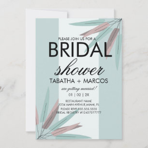 Invitación de boda tribal de hoja bohemia en rosa 
