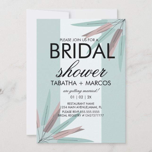 Invitación de boda tribal de hoja bohemia en rosa  (Anverso)
