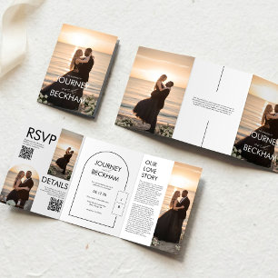 Invitación de boda trifold minimalista moderna con