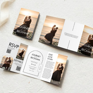 Invitación de boda trifold minimalista moderna con