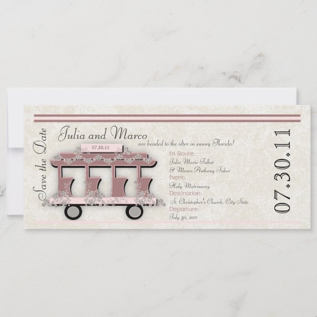 Invitación de boda Trolley (Anverso)