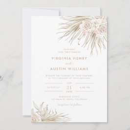 Invitación de boda tropical boho acuarela