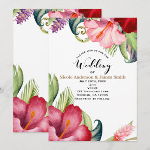 Invitación de Boda Tropical Botánica Floral Aloha