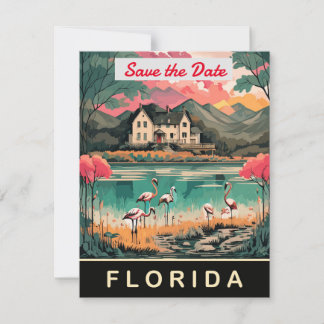 Invitación de boda tropical de flamenco de Florida