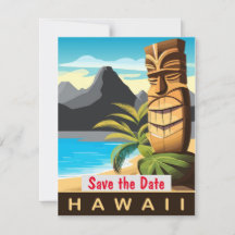 Invitación de boda tropical de la playa Tiki de Ha