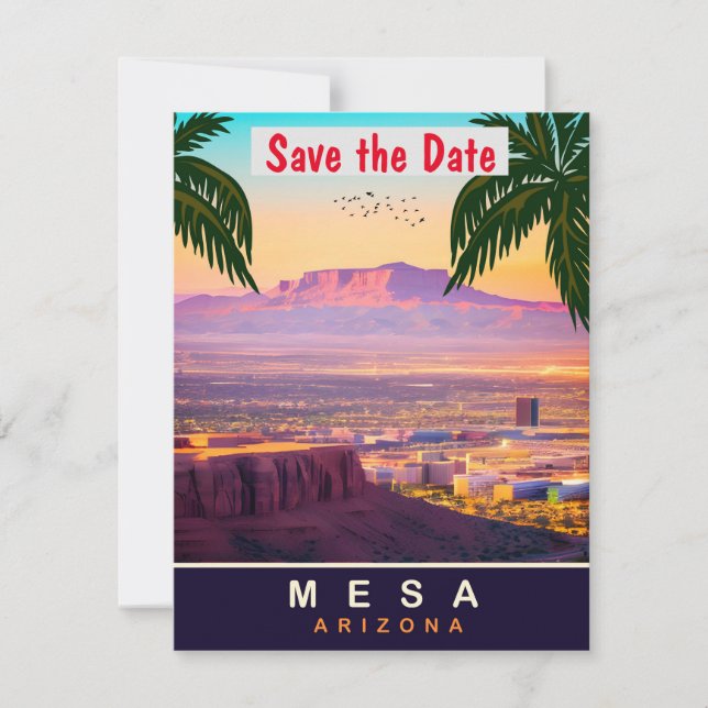 Invitación de boda tropical del desierto de Mesa A (Anverso)