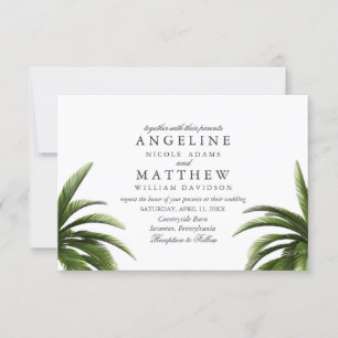 Invitación de boda tropical del verde de la