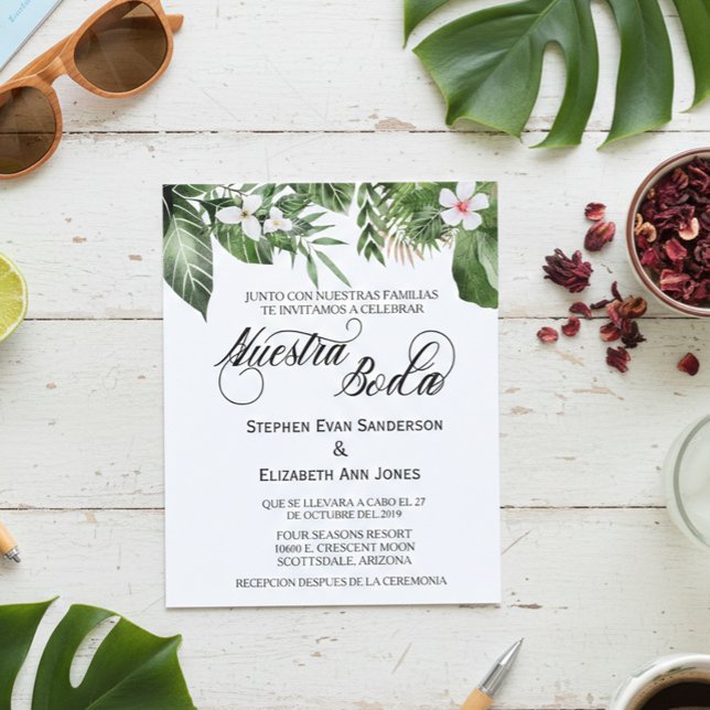 Invitación de Boda Tropical Hojas Nuestra Boda (Subido por el creador)