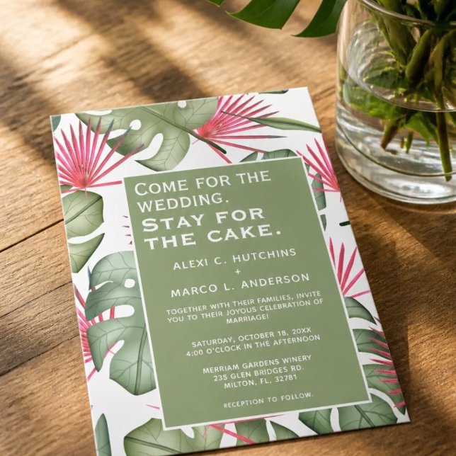 Invitación de boda tropical humorística (Subido por el creador)