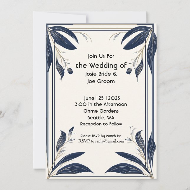 invitación de boda tropical minimalista (Anverso)