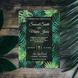 Invitación de Boda Tropical Moderna con Hojas de P