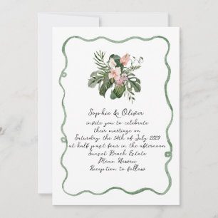 Invitación de boda tropical moderna orgánica