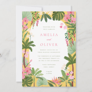Invitación de boda tropical pintada