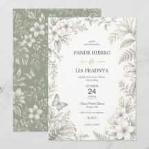 Invitación de boda tropical Plumeria de Bali