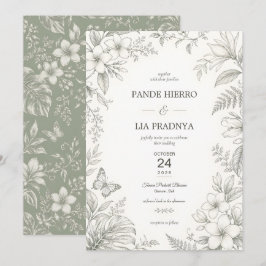 Invitación de boda tropical Plumeria de Bali