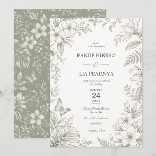 Invitación de boda tropical Plumeria de Bali