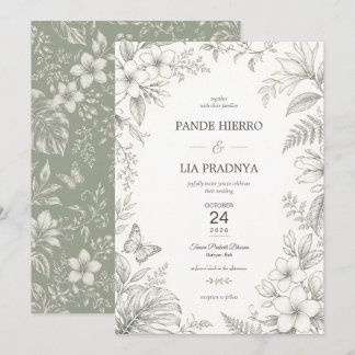 Invitación de boda tropical Plumeria de Bali