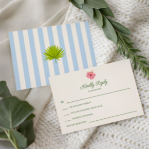 Invitación de Boda Tropical Retro Costera,