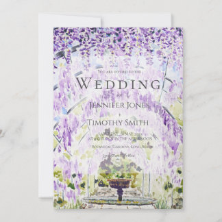 invitación de boda túnel de glicina púrpura