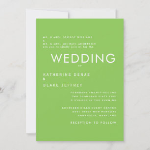 Invitación de boda ultra contemporánea de color ve
