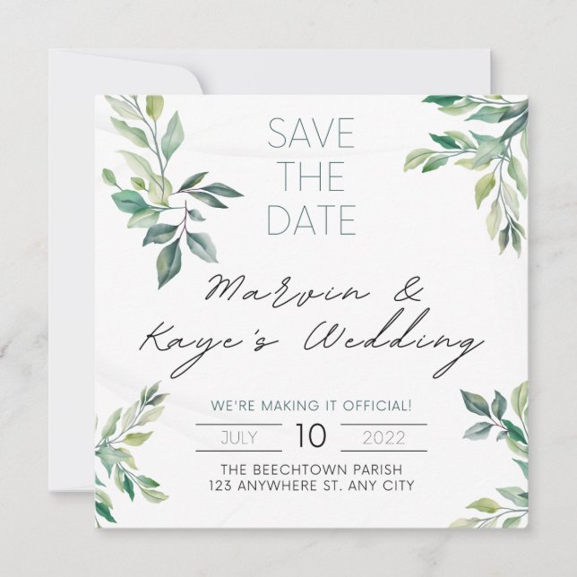 invitación de boda única Guarde La Fecha (Anverso)