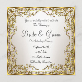 Invitación de boda única y elegante oro sepia