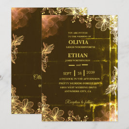 Invitación de boda Velvet Emerald Glow