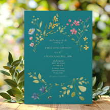 Invitación de Boda Verde Aguamarina de Primavera