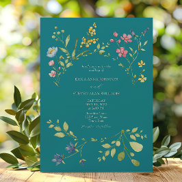 Invitación de Boda Verde Aguamarina de Primavera