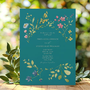 Invitación de Boda Verde Aguamarina de Primavera