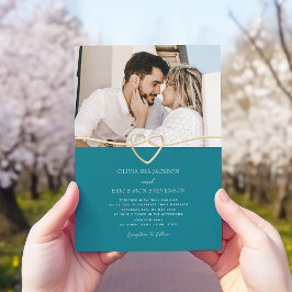 Invitación de Boda Verde Azul con Código QR
