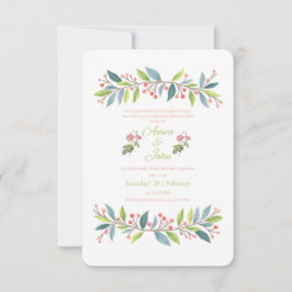 Invitación de boda verde bosque botánico moderno