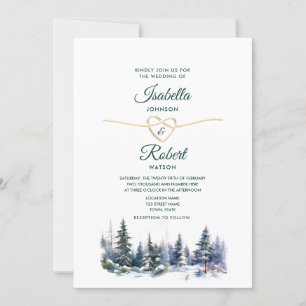 Invitación de boda verde bosque de pino