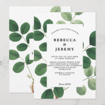 invitación de boda verde botánica vintage