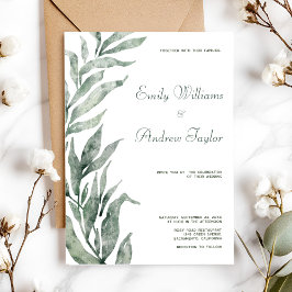 Invitación de boda verde color agua minimalista