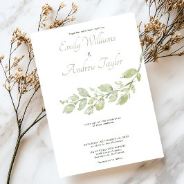 Invitación de boda verde color agua minimalista