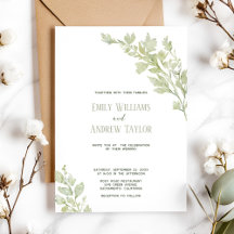 Invitación de boda verde color agua minimalista