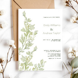 Invitación de boda verde color agua minimalista