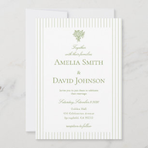 Invitación de Boda Verde con Raya Minimalista Chic