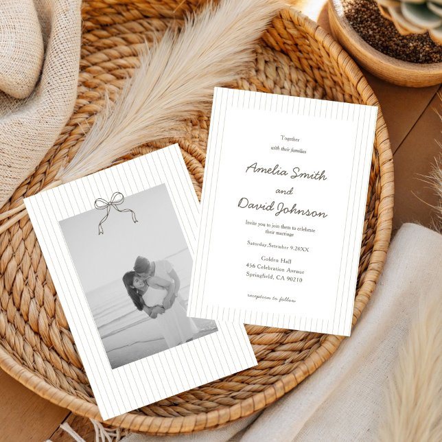 Invitación de Boda Verde con Raya Minimalista Chic (Subido por el creador)